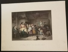 Incisione colorata A village