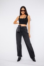 Jeans donna nero gamba dritta