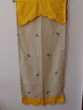 tendina a vetro In Lino Con Rose Ricamate  E Mantova Inserita Mis.h 130x 55 Nuov