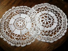 2 X VINTAGE HAND CROCHET TABLE