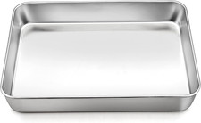 - Pirofila Profonda in Acciaio Inox, Rettangolare, per Forno, 26,5 X 20,5 X 5 Cm