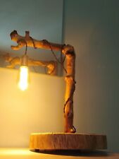 Lampada legno terra soggiorno letto unico artigianale arredamento illuminazione 