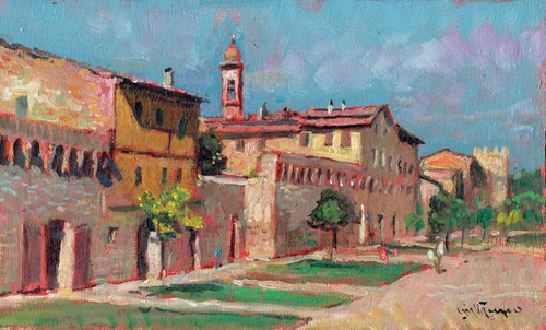 Dipinto olio toscana valle - olio,