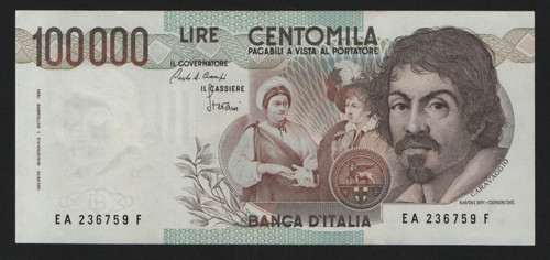 100000 lire caravaggio - lire, 1°