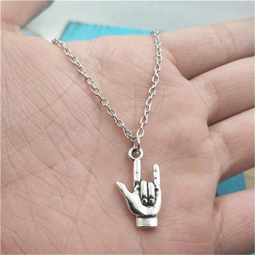 Collana con corna mano argento - collana,