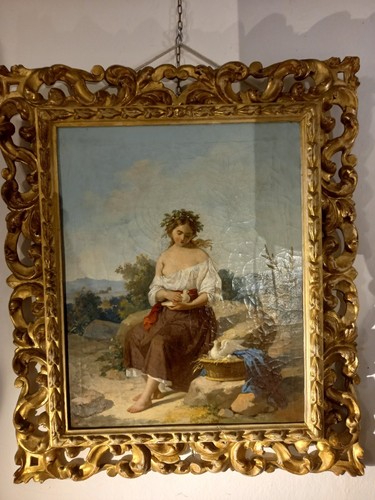 Dipinto antico xix sec olio - dipinto,