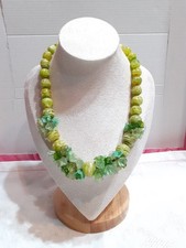 Collana Vintage Artigianale Vetro Di Murano Fiorellini E Perle Colore Verde