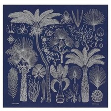 Sciarpa scialle Hermes INDEX PALMARUM stola blu navy bianco cashmere seta originale nuova 140 cm