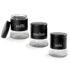 Tris barattoli vetro nero 3pz