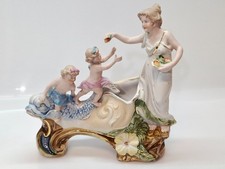 Figura decorativa in porcellana – Stile Liberty, scena con bambini biscuit