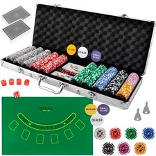 Valigetta Set poker 500 fiches chips 2 mazzi carte deal kit texas holdem nuova