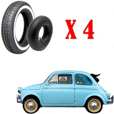 4 PNEUMATICI + 4CAMERE 125 R12 FIAT 500 TUBELESS 125r12 FASCIA BIANCA VEE RUBBER