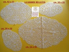 Centri tutto pizzo tombolo e cantù fatti a mano 4 pezzi ovali beige