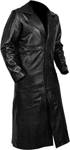 Uomo nero pelle cappotto lungo - cappotto,