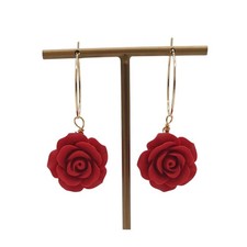 Orecchini Cerchio Rosa Rossa