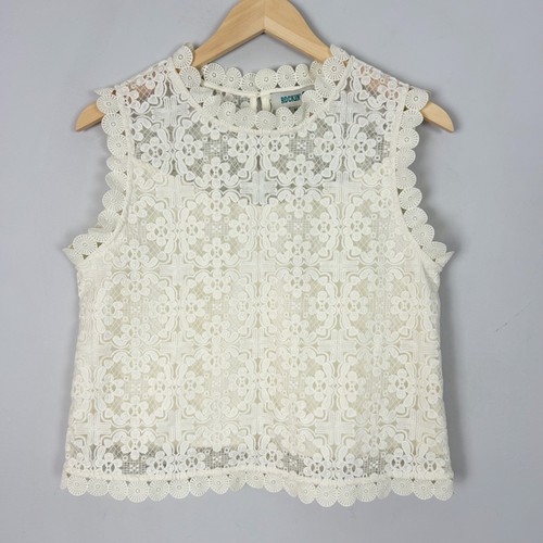 Top donna avorio pizzo