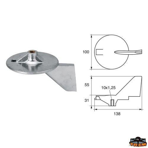 Anodo zinco pinna - 1, in