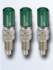 3X Stahlbus Vite Di Sfiato Valvola M8X1.25X20 Mm + Tappi Di Valvola Verdi