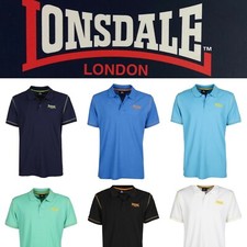 POLO Uomo LONSDALE London MEZZA MANICA 100%COTONE con LOGO RICAMATO vari colori