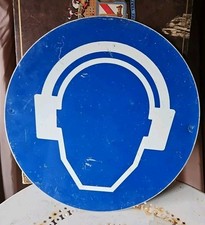 Obbligatorio L'uso Delle Cuffie Protettive Cartello Ferro D'epoca 40cm