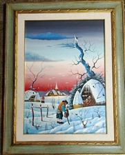 Ugo Morea Pittore Naif - Quadro Olio Su Tela 50x70 1979