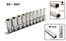 SET DI CHIAVI A BUSSOLA LUNGHE 80 mm PROFILO INTERNO TORX FEMMINA DA 1/2 E8-E24-