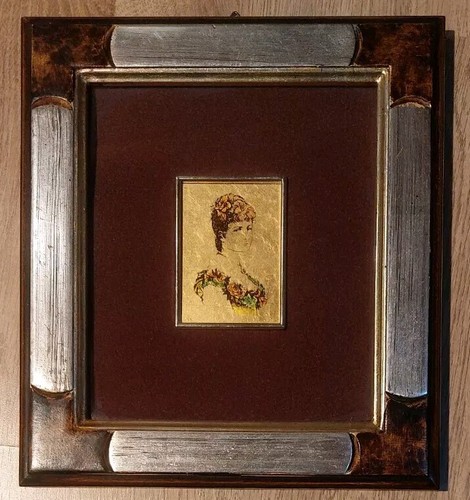 Quadro profilo donna foglia - donna,