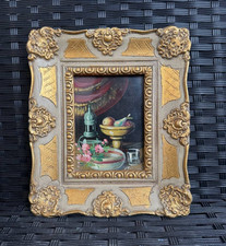 ANTICO DIPINTO AD OLIO - NATURA MORTA - CORNICE DORATA - '900 - FIRMATO