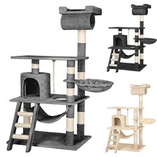 Tiragraffi per gatti 141 cm sisal albero gatto gioco amaca palestra nero nuovo