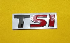 VOLKSWAGEN VW TSI LOGO SIGLA EMBLEMA FREGIO STEMMA SCRITTA SILVER RED AFTERMARKE