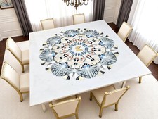 Tavolo da corridoio quadrato piano marmo pietra preziosa intarsiata arte regalo festa