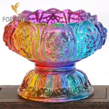 1 pz. 2,9 pollici tazza candela vetro colorato candelabro in rilievo decorazione buddista tibetana