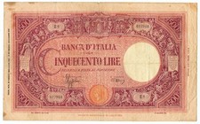 500 LIRE BARBETTI GRANDE C TESTINA FASCIO ALFIERI & LACROIX 31/03/1943 qBB
