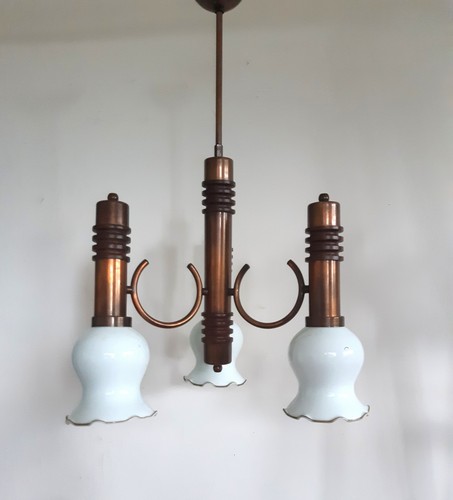 Vintage 70s copper wood glass - vintage, copper/wood/glass