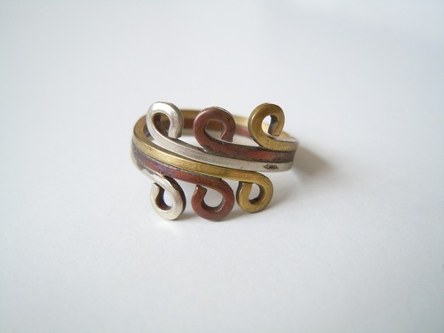 Anello tricolore ondas - anello, a