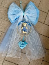 Fiocco Nascita Tulle Celeste