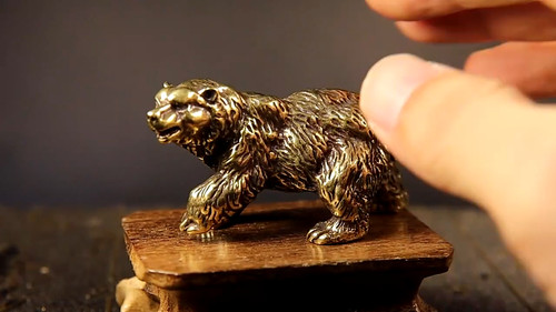 Statua orso ottone puro