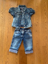 Completo jeans D&G Dolce&Gabbana Junior Bambina Anni 6 Giubbotto E Pantalone.