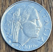 Italy 20 Centesimi Coin, 1941