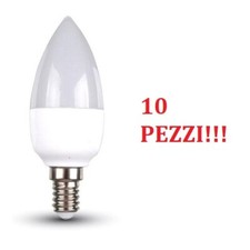 10 PZ LAMPADINA LED E14 6W LUCE BIANCO CALDO A CANDELA 4215 VT-1855 MARCA V-TAC