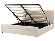 Letto Imbottito Tessuto Beige