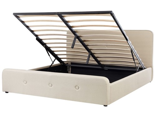 Letto imbottito tessuto beige - letto,