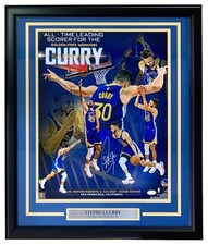 Foto firmata Stephen Curry incorniciata 16x20 Golden State Warriors capocannoniere JSA