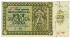 500 KUNE STATO INDIPENDENTE DI CROAZIA ZAGABRIA IMMAGINE COVONI DI MAIS 26/05/1941 qFDS