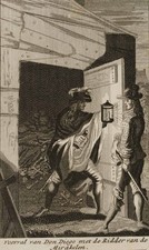 C. LUYKEN (1672-1708), al romanzo Schelmen di Quervedo, Don Diego sulla tomba, 1699, ruota