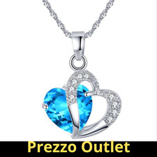 Collana in argento 925 pl. catenina per donna per ciondolo cuore pietra blu