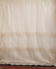 Tenda pizzo in tulle ricamato metri 5 x h 3 con smerlo da rifinire col. beige