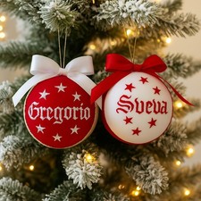 Coppia 2 Palline di Natale Personalizzate con Nome Idea Regalo Complete Scatola
