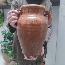 ANTICA CAPASA PUGLIESE IN TERRACOTTA DI GROTTAGLIE PRIMI 900 VASO GIARA ORCIO