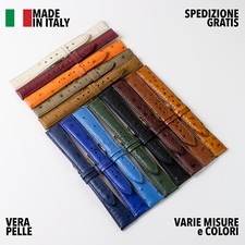 CINTURINO OROLOGIO ARTIGIANALE MADE IN ITALY VERA PELLE STAMPA STRUZZO + MISURE